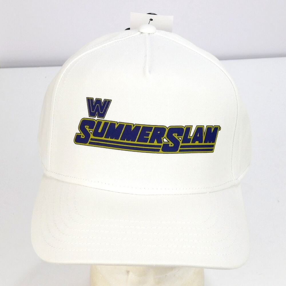 WWE Summerslam Retro Logo Hat Adjustable White NWT Ripple Junction